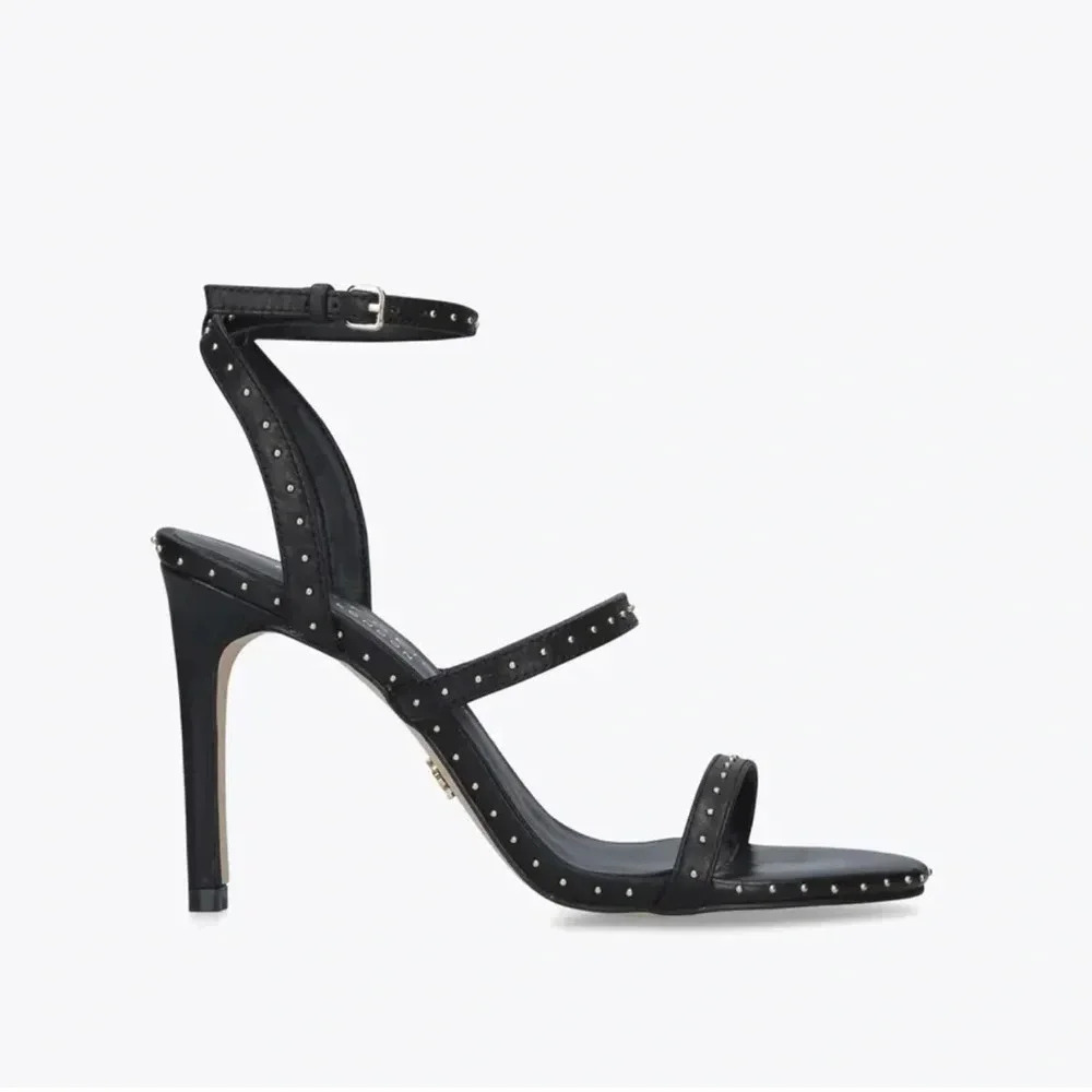 Kurt Geiger London Portia Sandal Black Strappy Heel with gold studs size 38